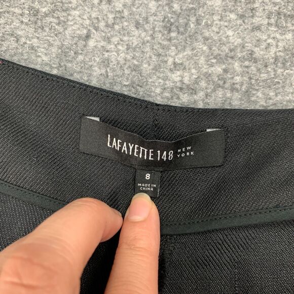 Lafayette 148 Gaucho Linen Pants Womens 8 Solid Black Wide Leg Side Zip Cropped - Picture 5 of 12